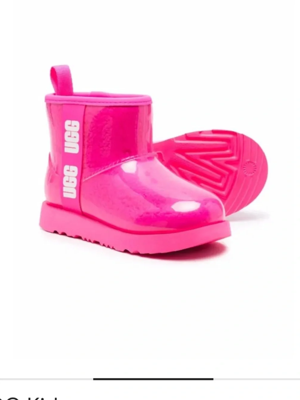 UGG Kids Classic Mini II Shearling Rain Boots Pink Size 3 Waterproof
